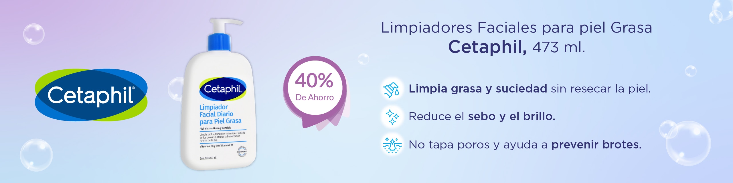 cetaphil limpiador facial 473 mililitros 40% de descuento